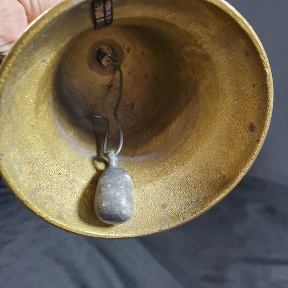 VTG Solid Brass Hand Bell with Long Handle | 8" Polished School Desk Bell | Mid - Picture 5 of 8